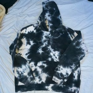 White and blue tie-dye blue notes hoodie